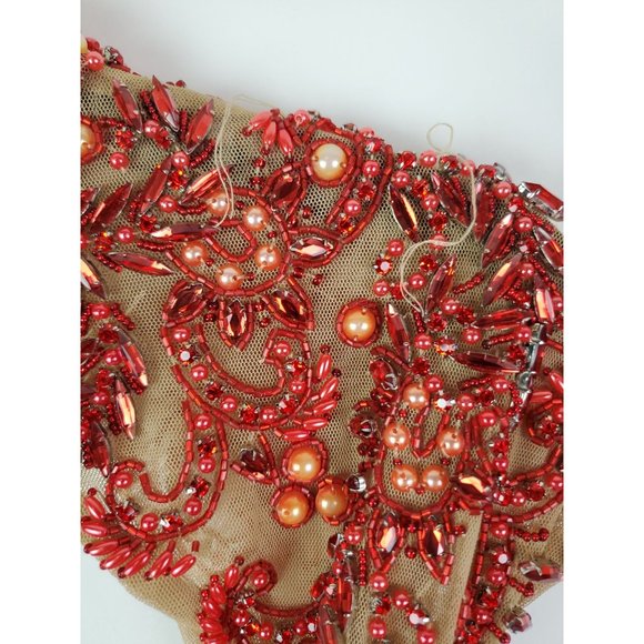 Sherri Hill Red Beaded Bandage Formal Cocktail Holiday Party Homecoming Dress 8 - Picture 4 of 11